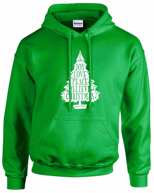 Joy Love Peace Believe Christmas Unisex Hoodie