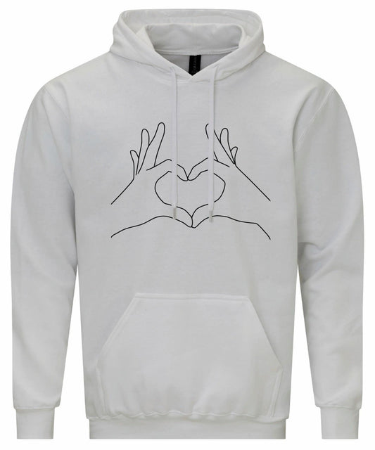 Heart-Shaped Hand Gesture Hoodie